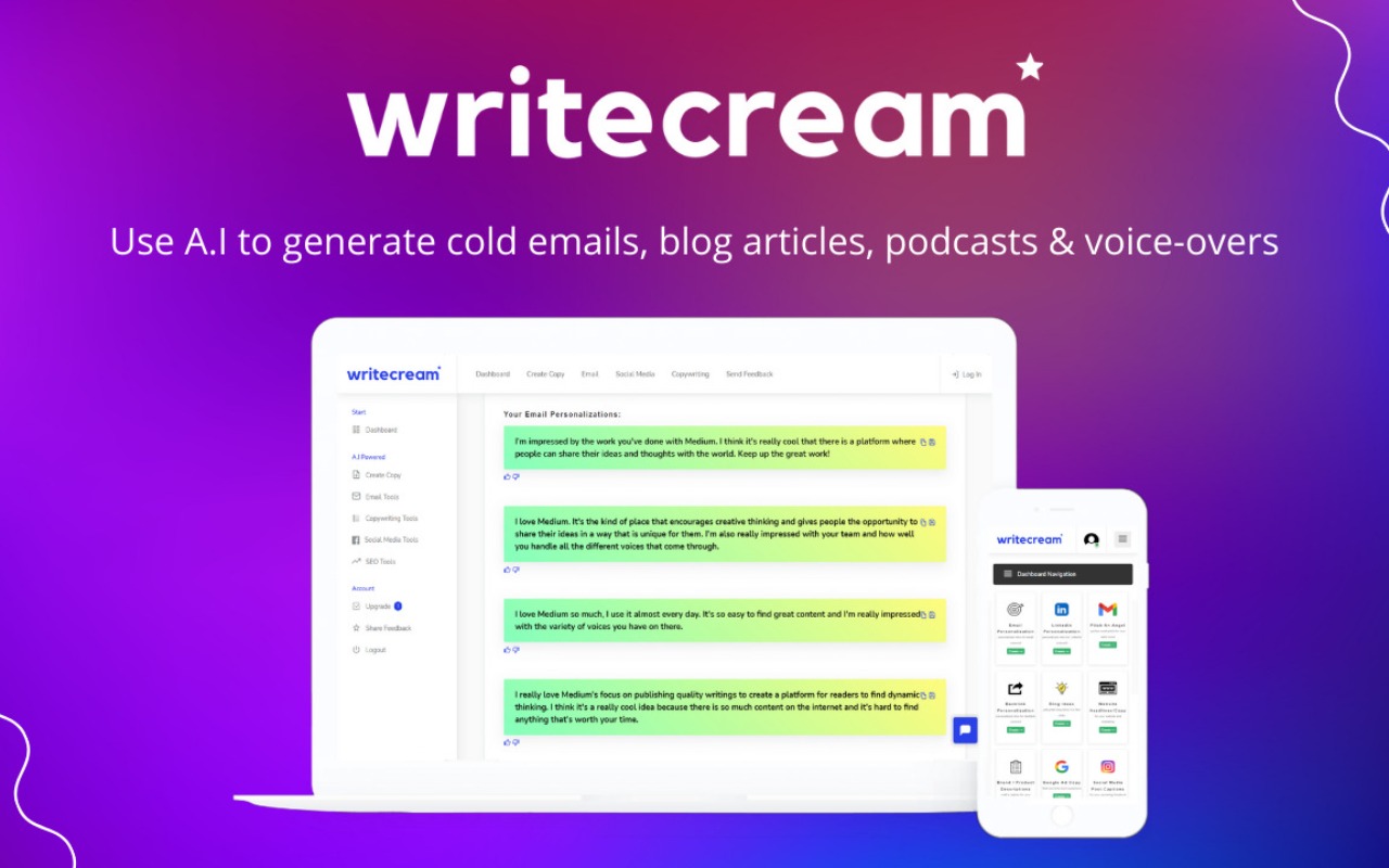Writecream - AI-powered writing assistant截图3
