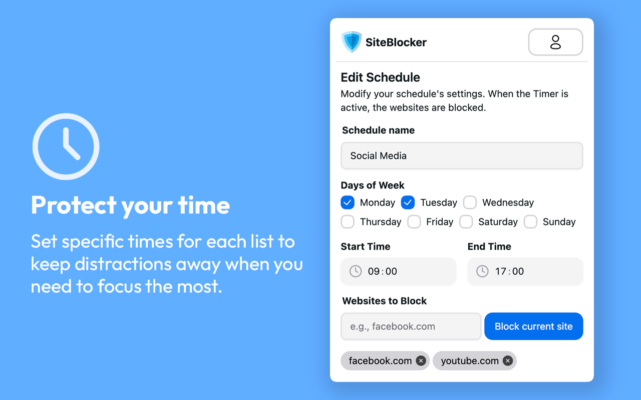 SiteBlocker: Easy Blocking and Scheduling截图1