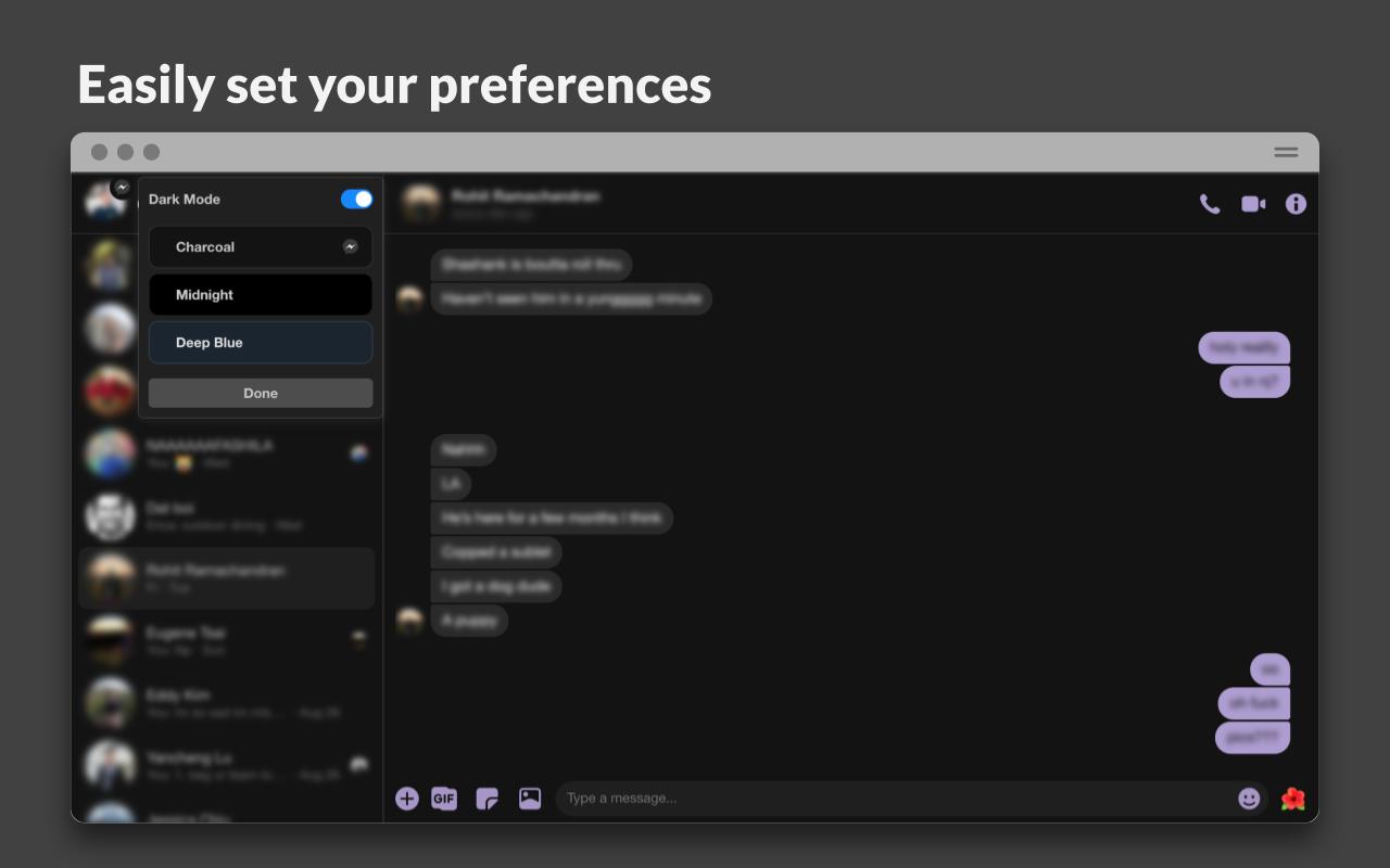 Charcoal: Dark Mode for Messenger截图2