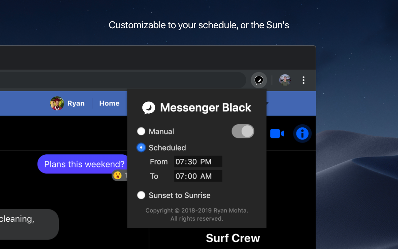 Messenger Black: Scheduled Dark Mode截图1