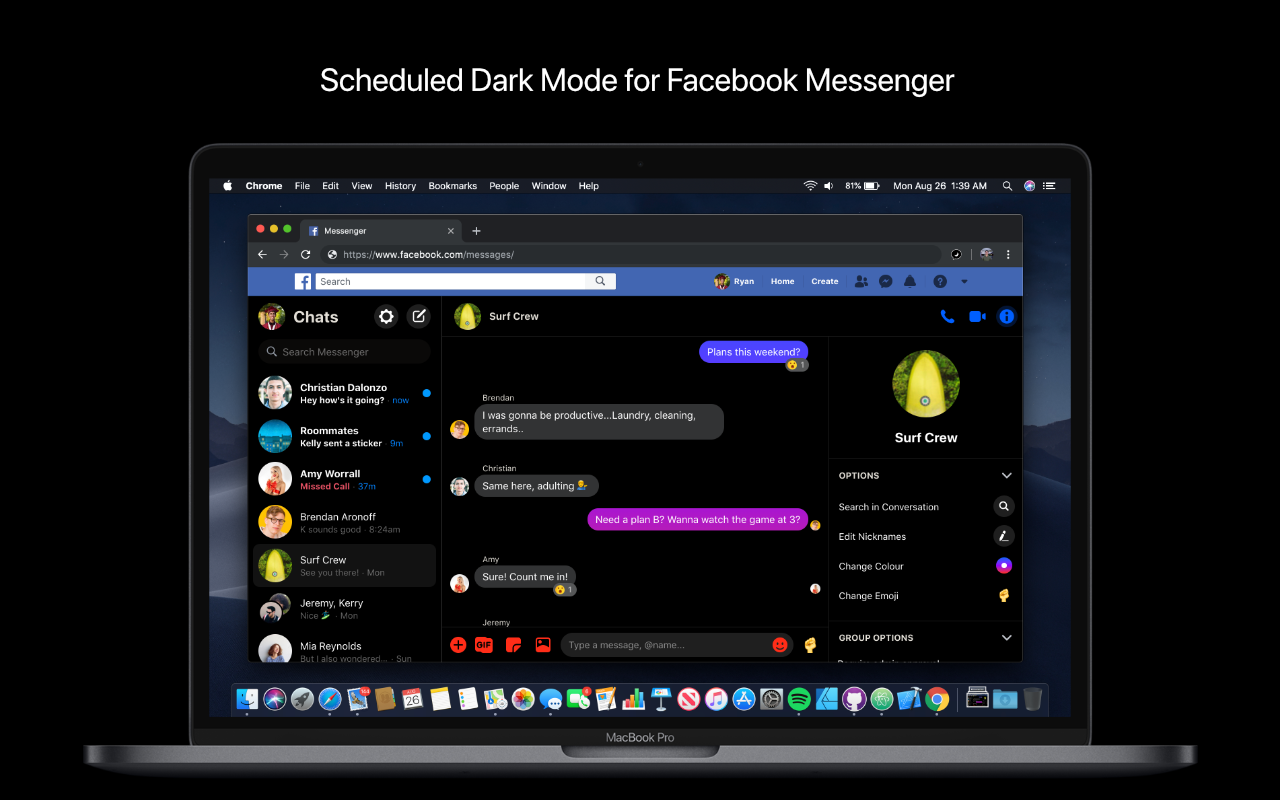 Messenger Black: Scheduled Dark Mode截图3