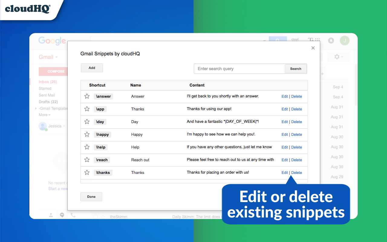 Gmail Snippets by cloudHQ截图1