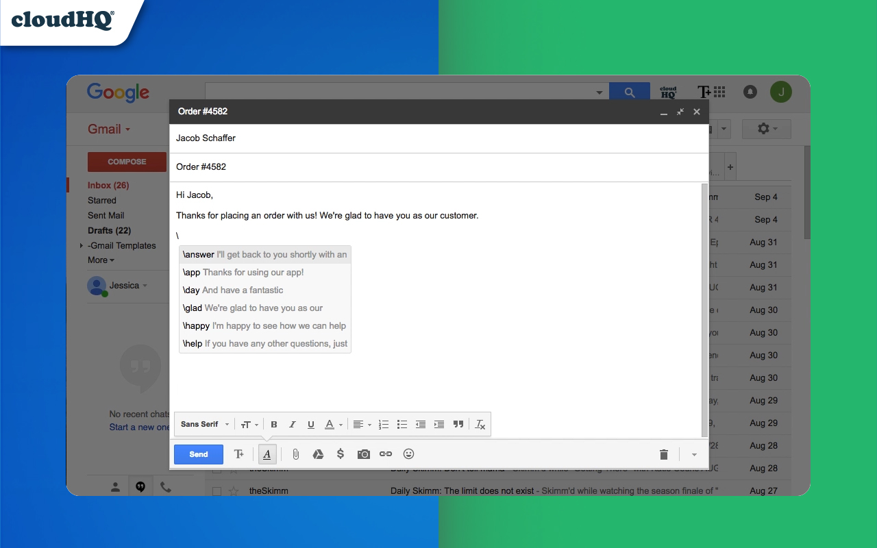 Gmail Snippets by cloudHQ截图4