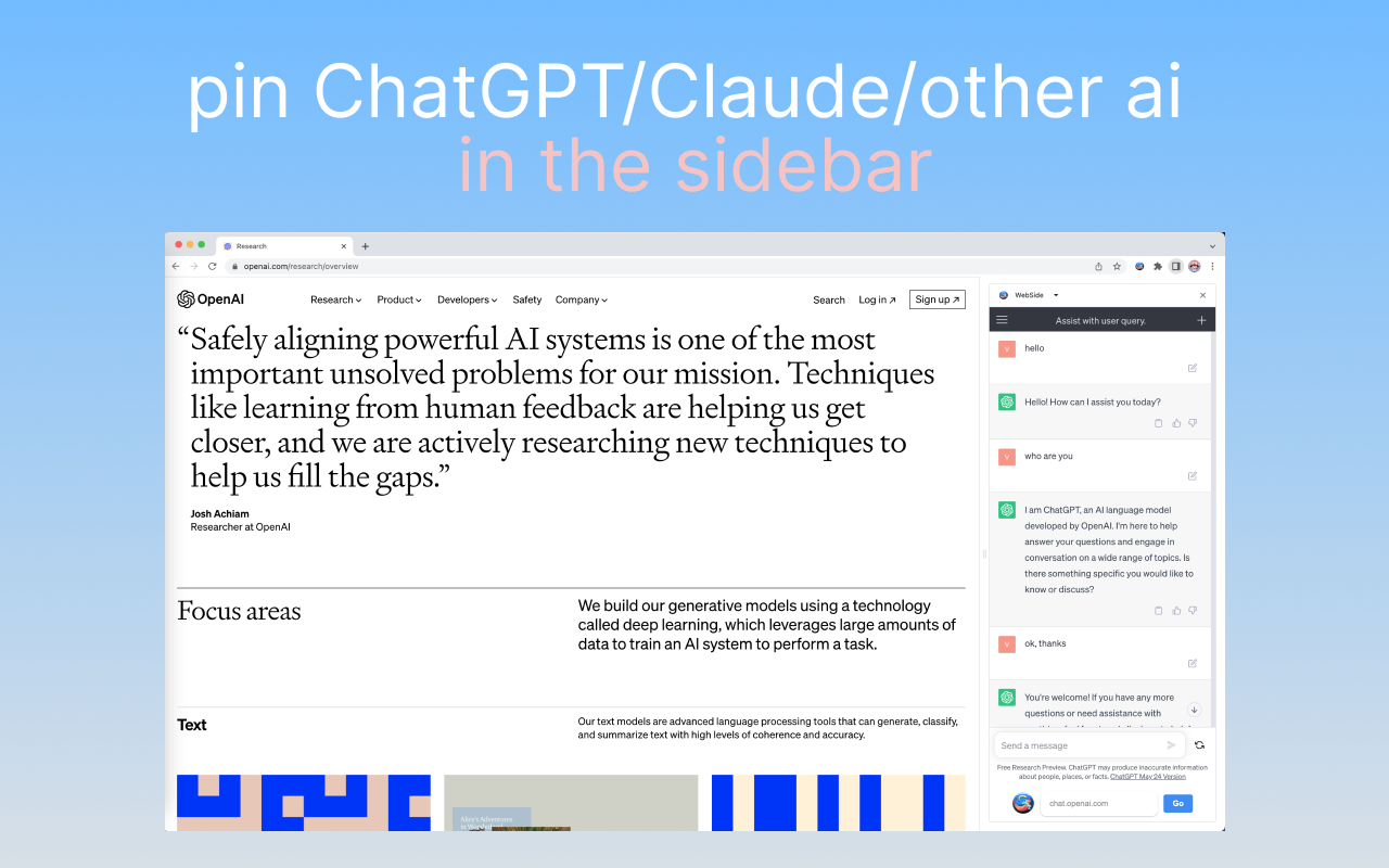 Sidebar Tab - pin Chat GPT-4o Gemini Claude in side bar截图3