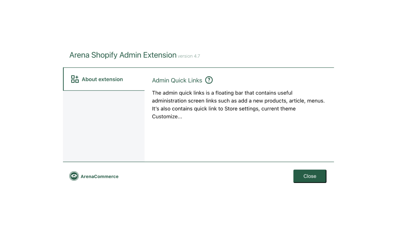 Arena Shopify Admin Extension截图1