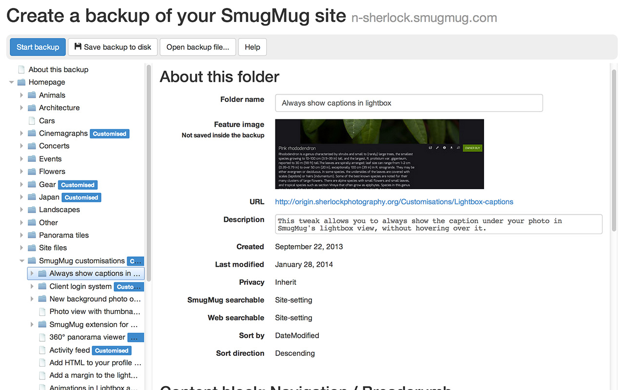 Unofficial SmugMug extension for Chrome截图1