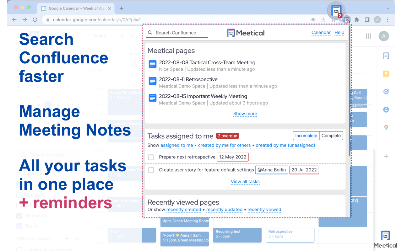Confluence Chrome Extension - Meetical截图1