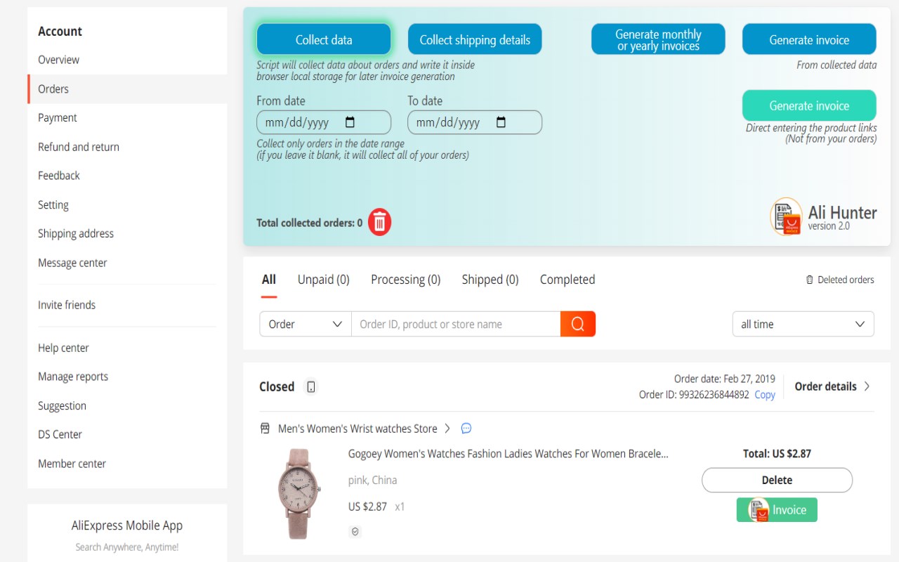 Aliexpress Free invoice - AliInvoice™️截图1