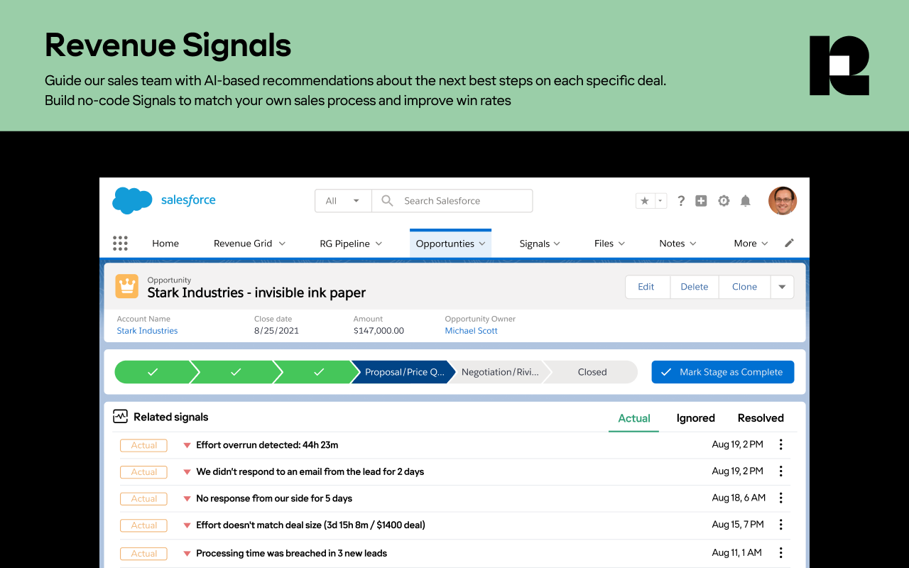 Salesforce 和 Gmail 的 Revenue Grid截图5