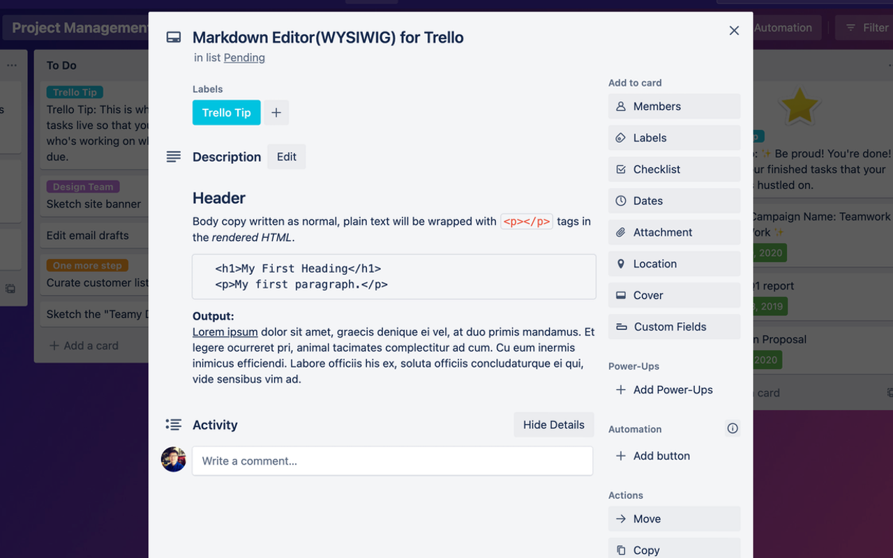 Markdown Editor(WYSIWYG) for Trello截图2