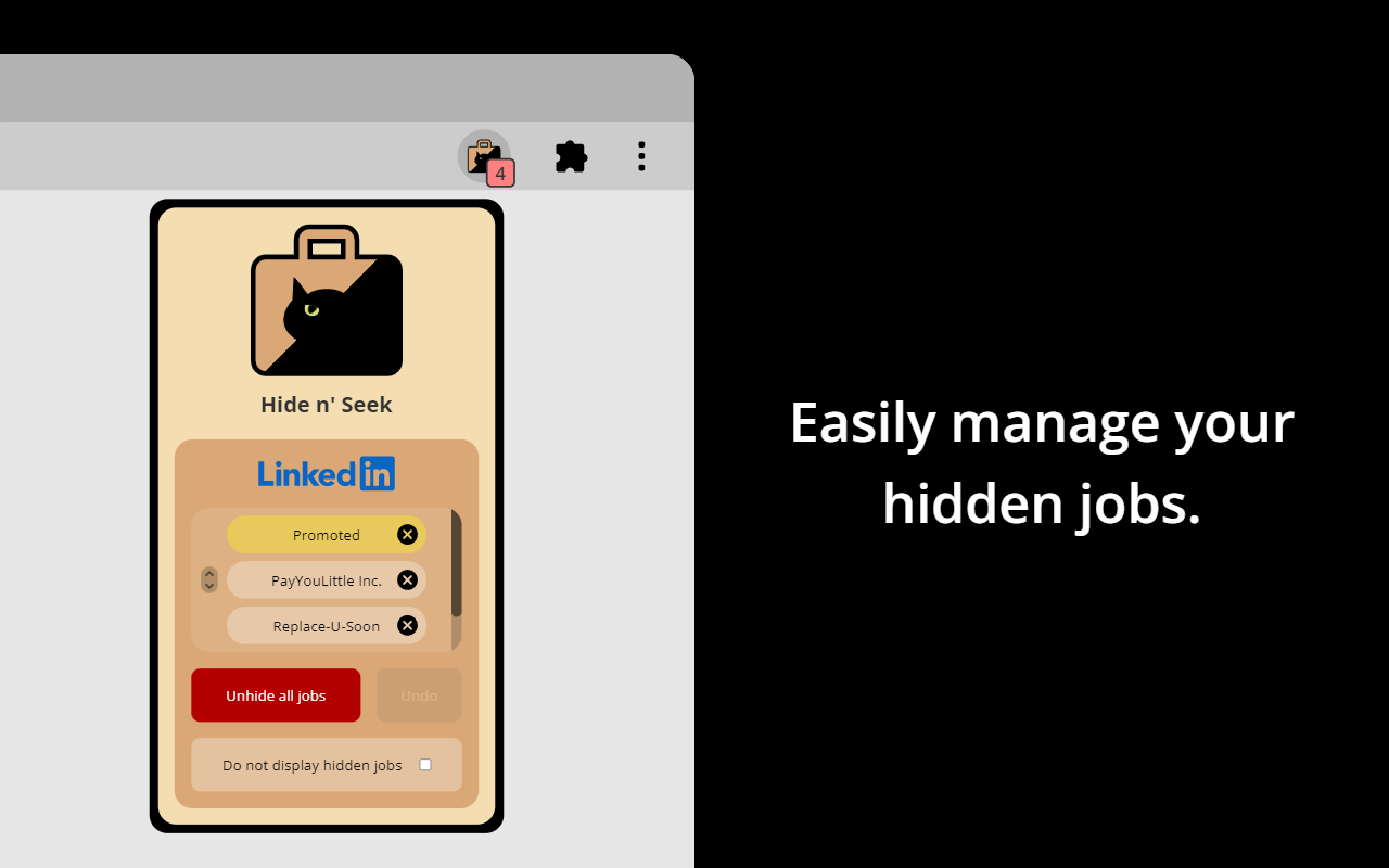 Hide n' Seek: Hide Promoted Jobs & Companies截图1