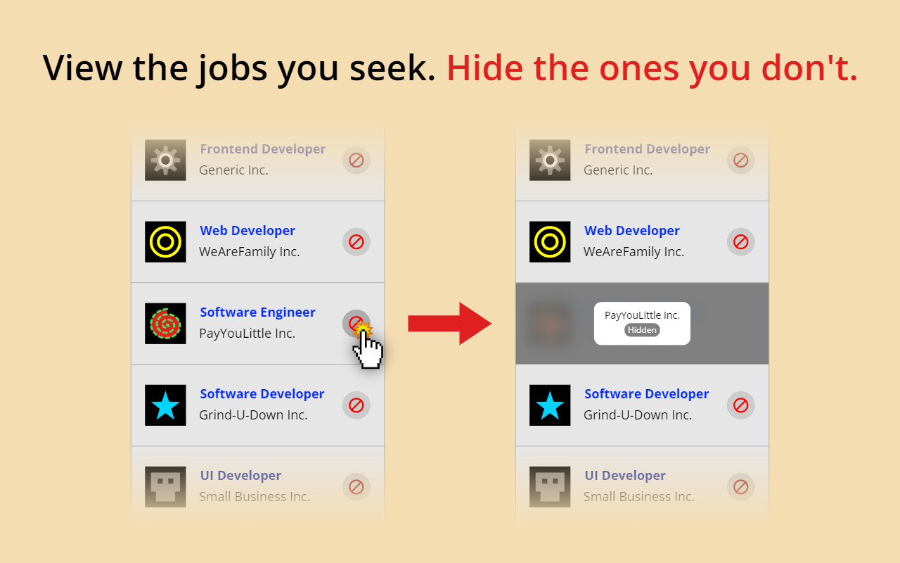 Hide n' Seek: Hide Promoted Jobs & Companies截图3