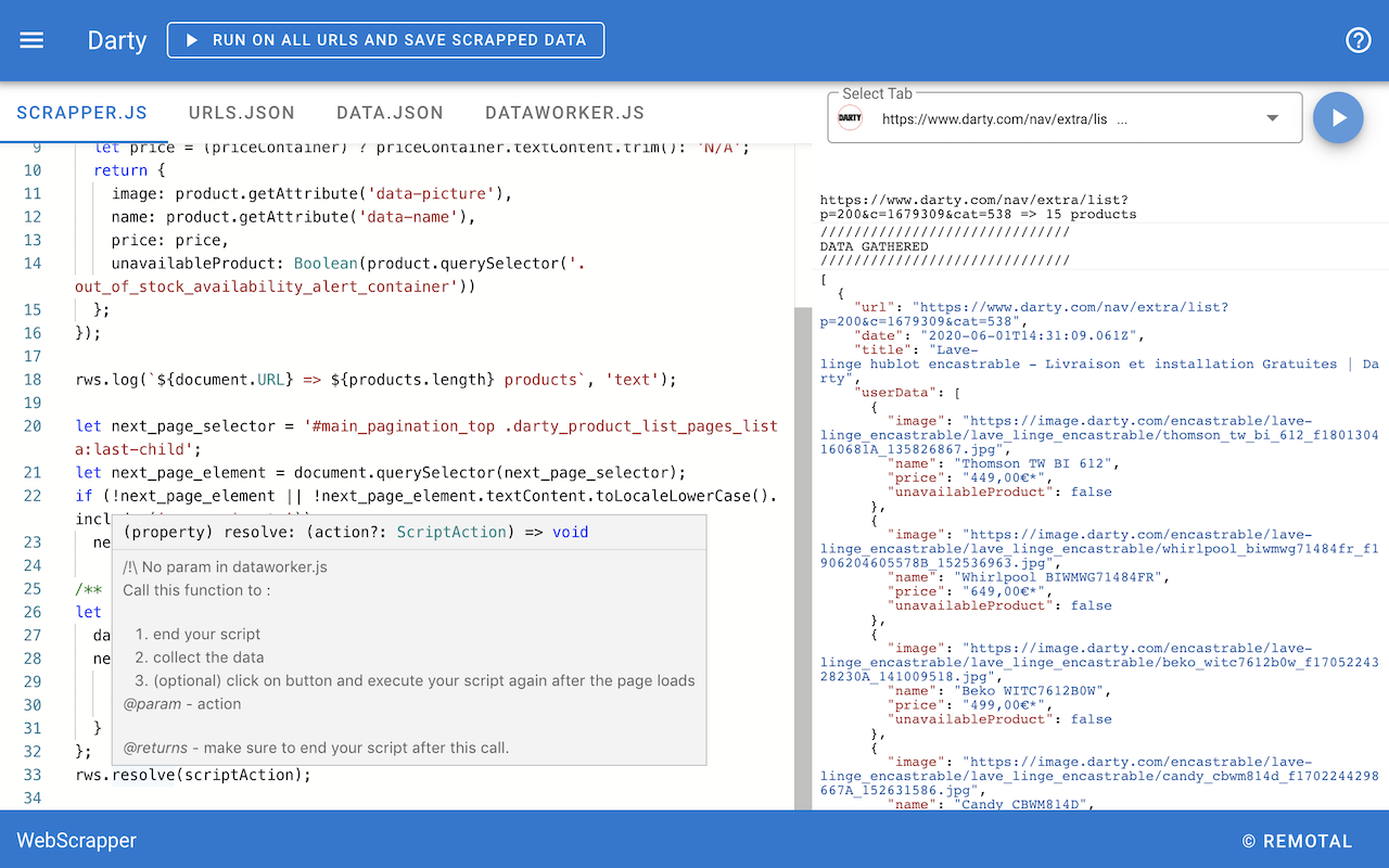 WebScrapper for developers - Free - Remotal截图3