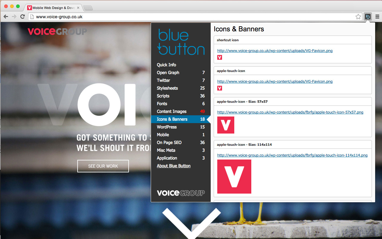 Blue Button | the webpage X-ray截图2