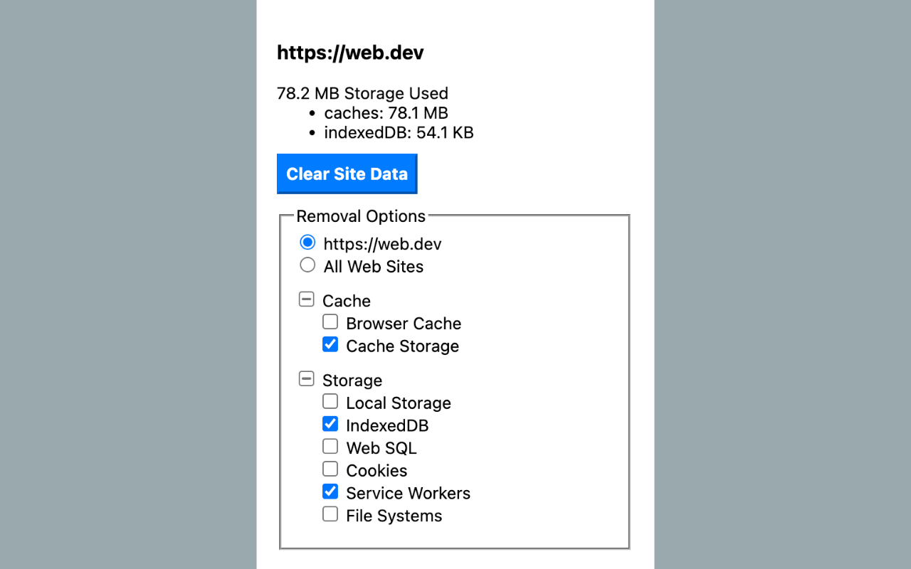 Clear Site Data截图1