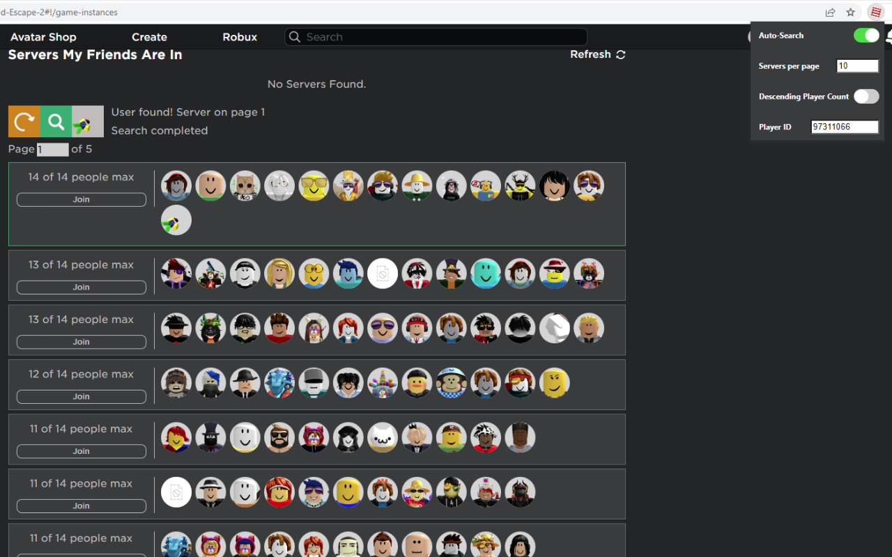 Restore Old Roblox Server List截图1