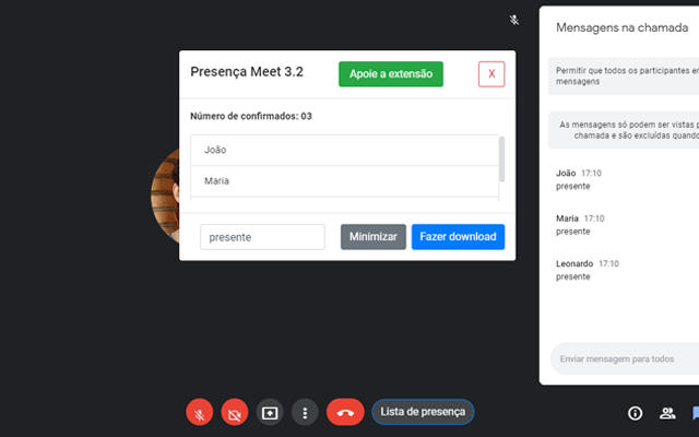 Presença Meet: Google Meet Attendance截图3