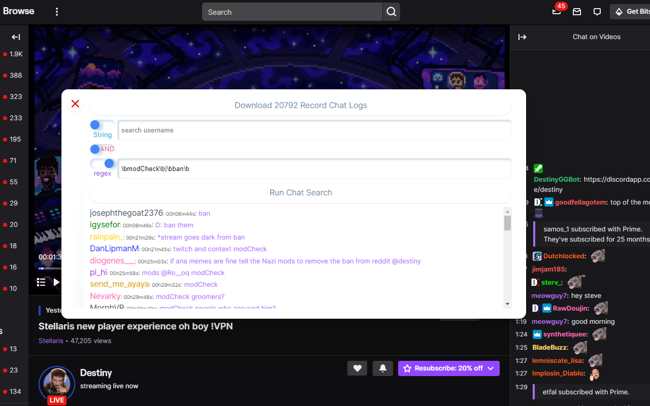 Twitch VOD Chat Search截图1