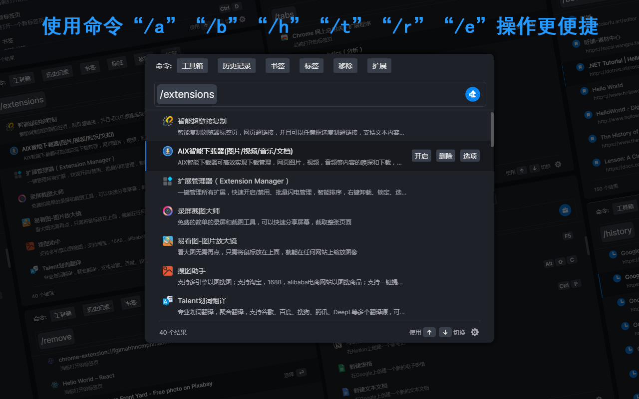 iLaunch: 管理书签、历史记录、标签、扩展 & 快捷命令启动工具截图4