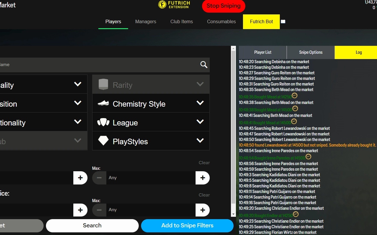 FUT Sniping Bot | Futrich Autobuyer & AI SBC Solver截图2