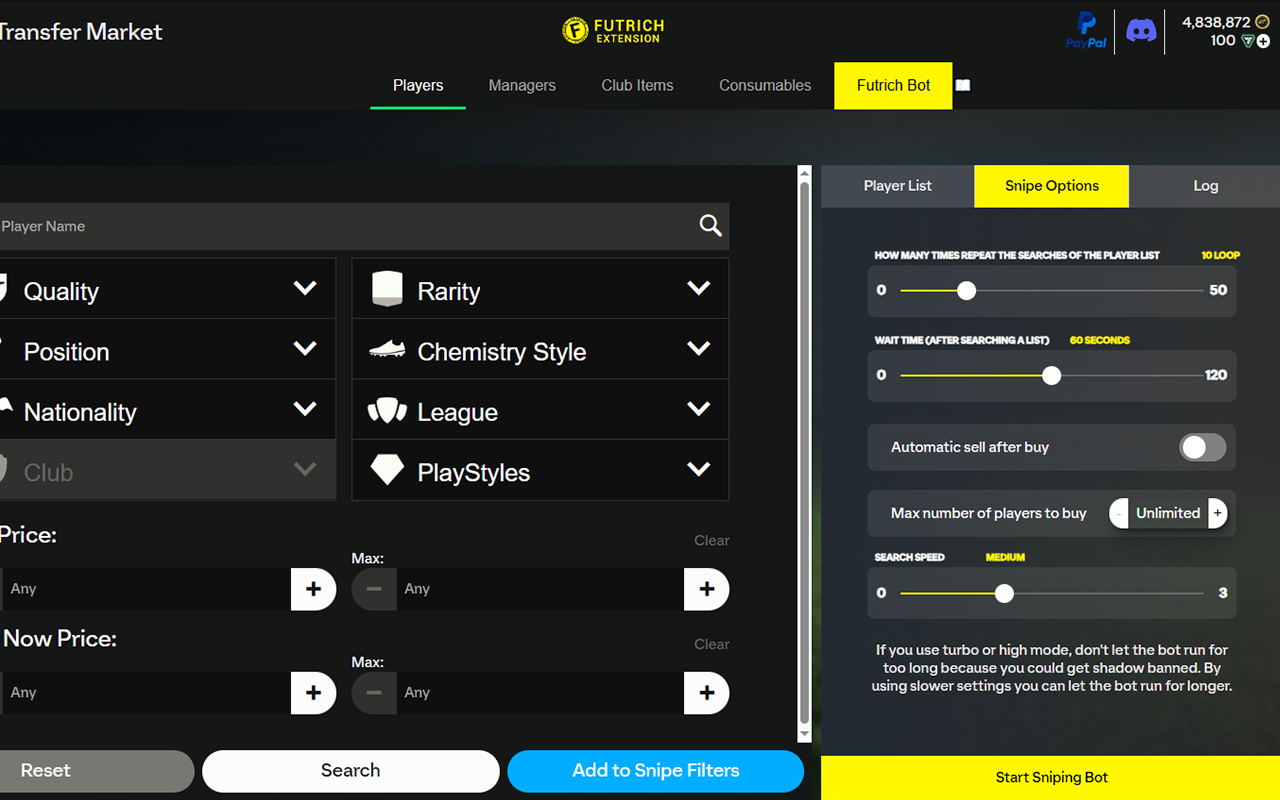 FUT Sniping Bot | Futrich Autobuyer & AI SBC Solver截图4