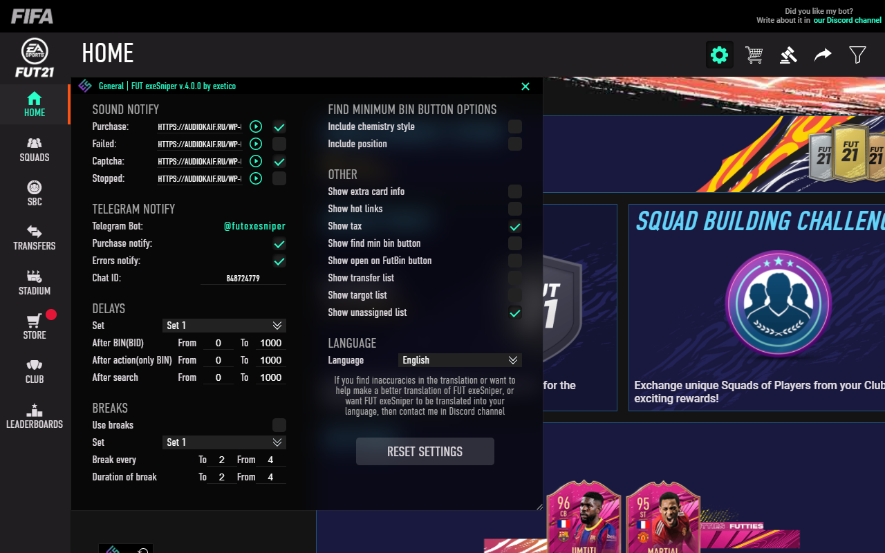 FUT exeSniper | SBC Solver & Autobuyer截图2