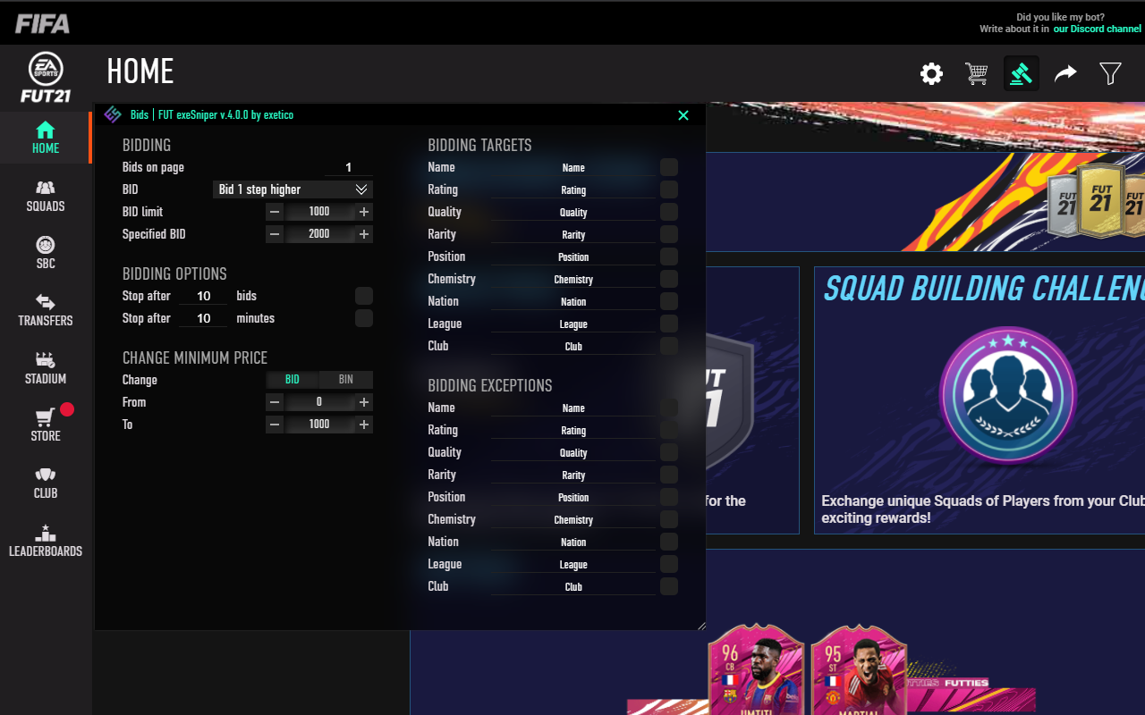 FUT exeSniper | SBC Solver & Autobuyer截图4