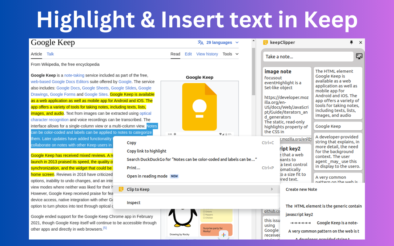 keepClipper - 适用于 google keep 的网络剪辑器截图4