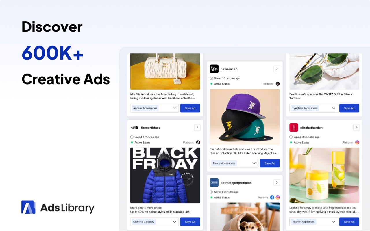 Ad Library：保存Facebook, TikTok, Youtube, Twitter和Ins广告截图3