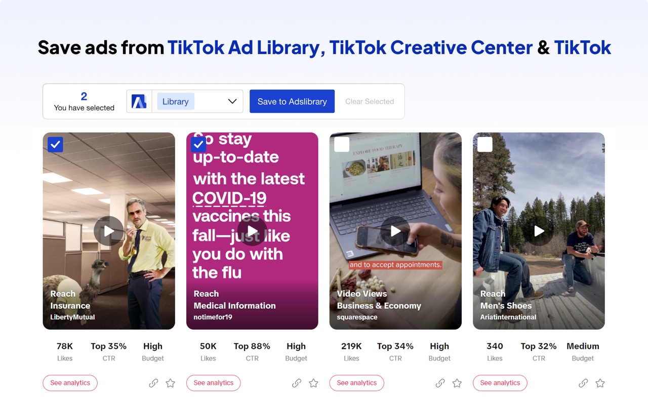 Ad Library：保存Facebook, TikTok, Youtube, Twitter和Ins广告截图5