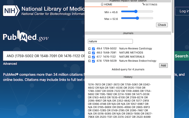 PubMed Impact Factor Search截图2