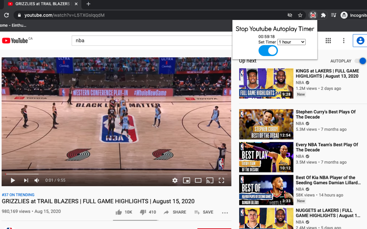 Stop Youtube Autoplay Timer截图1