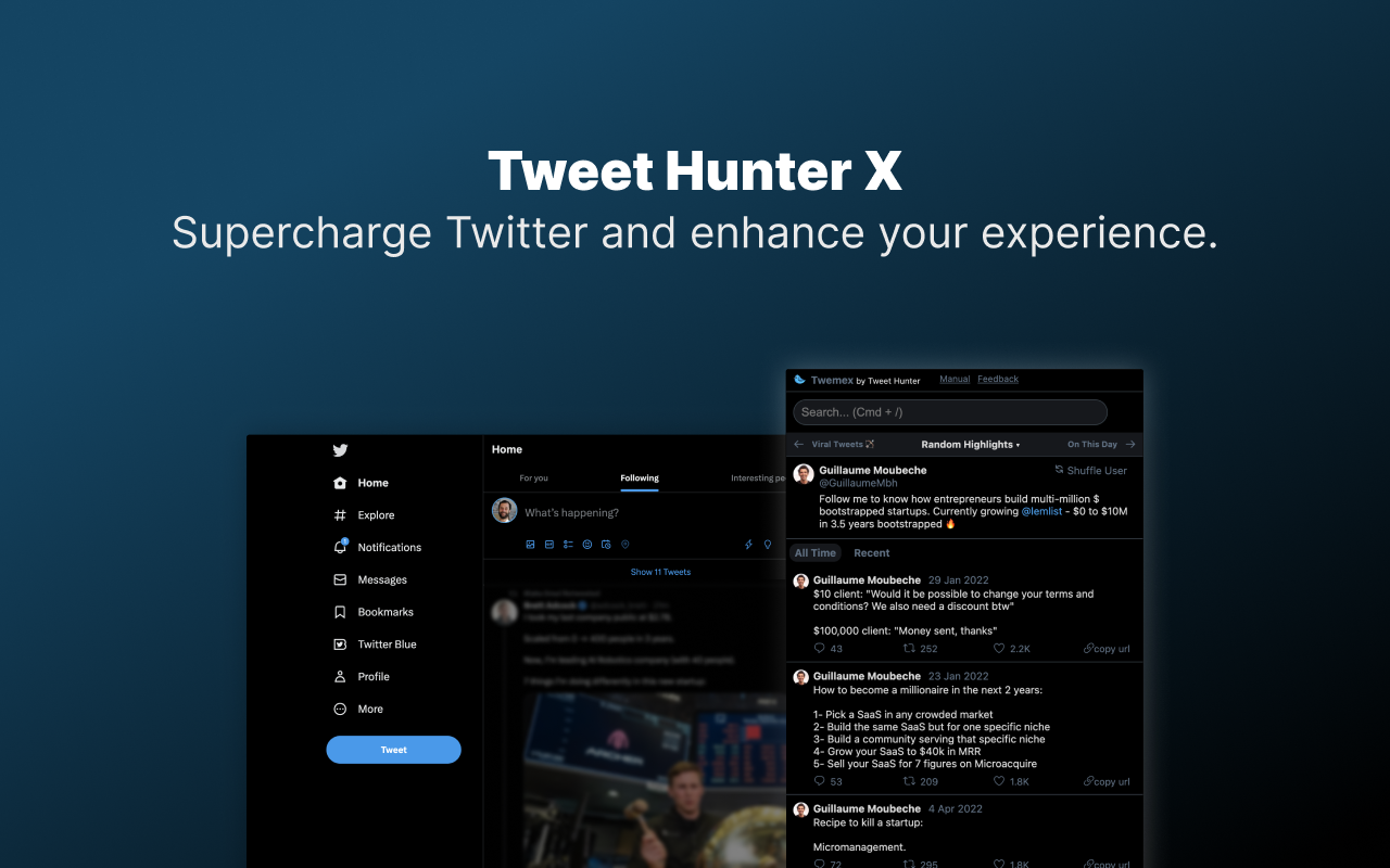 Tweet Hunter X: Sidebar for X截图2