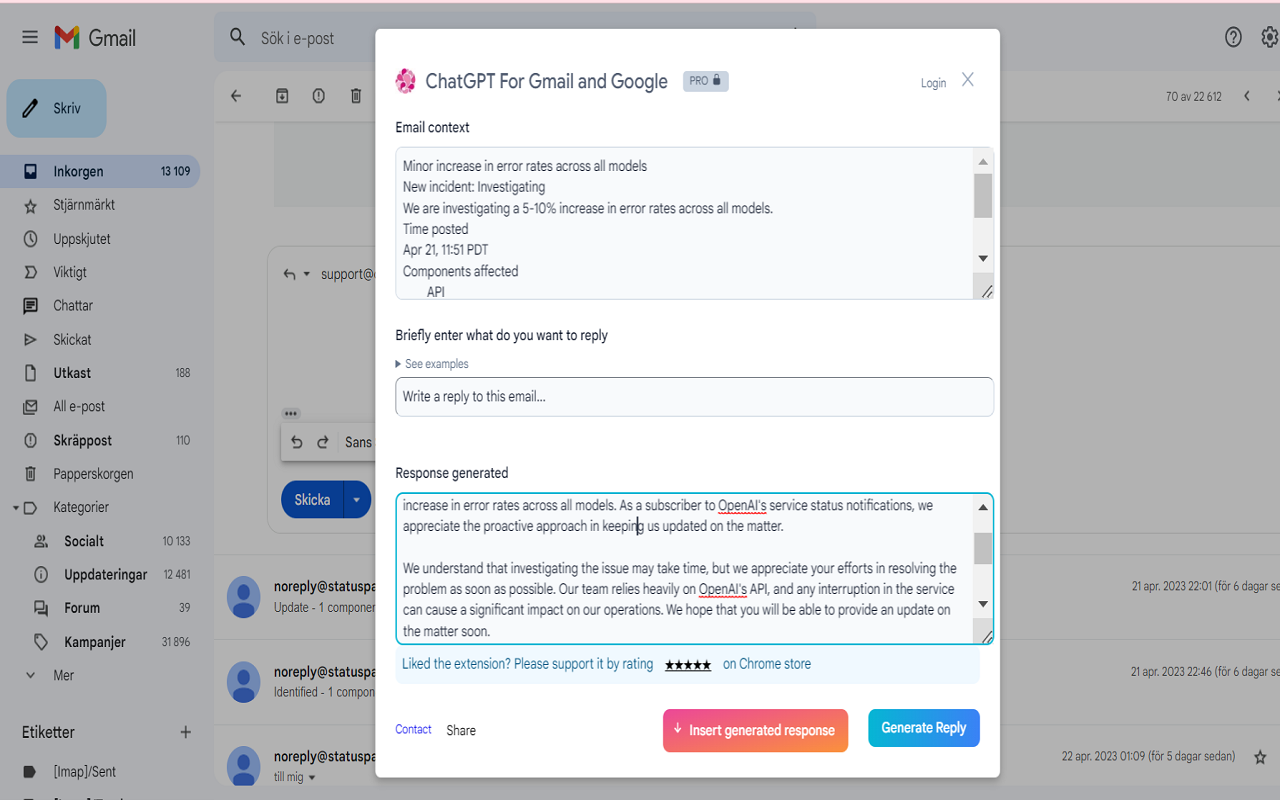 ChatGPT for Google, AI Write Email, LinkedIn, Twitter截图2
