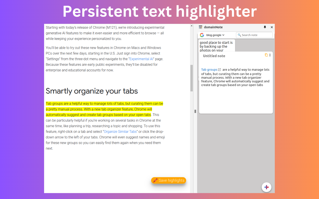 domainNote - 侧面板中的网站便签截图5