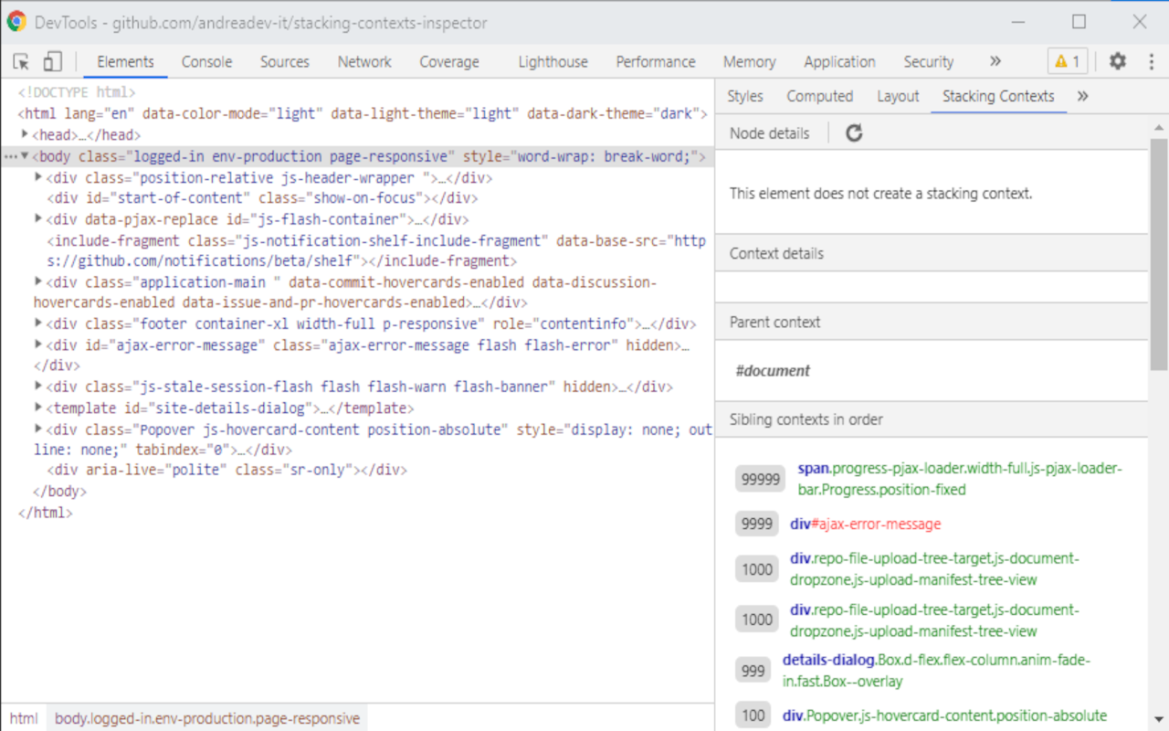 CSS Stacking Context inspector截图2
