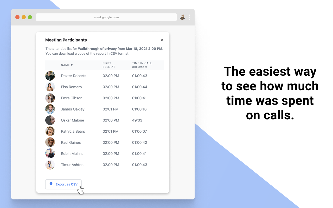 Google Meet Attendance List截图2
