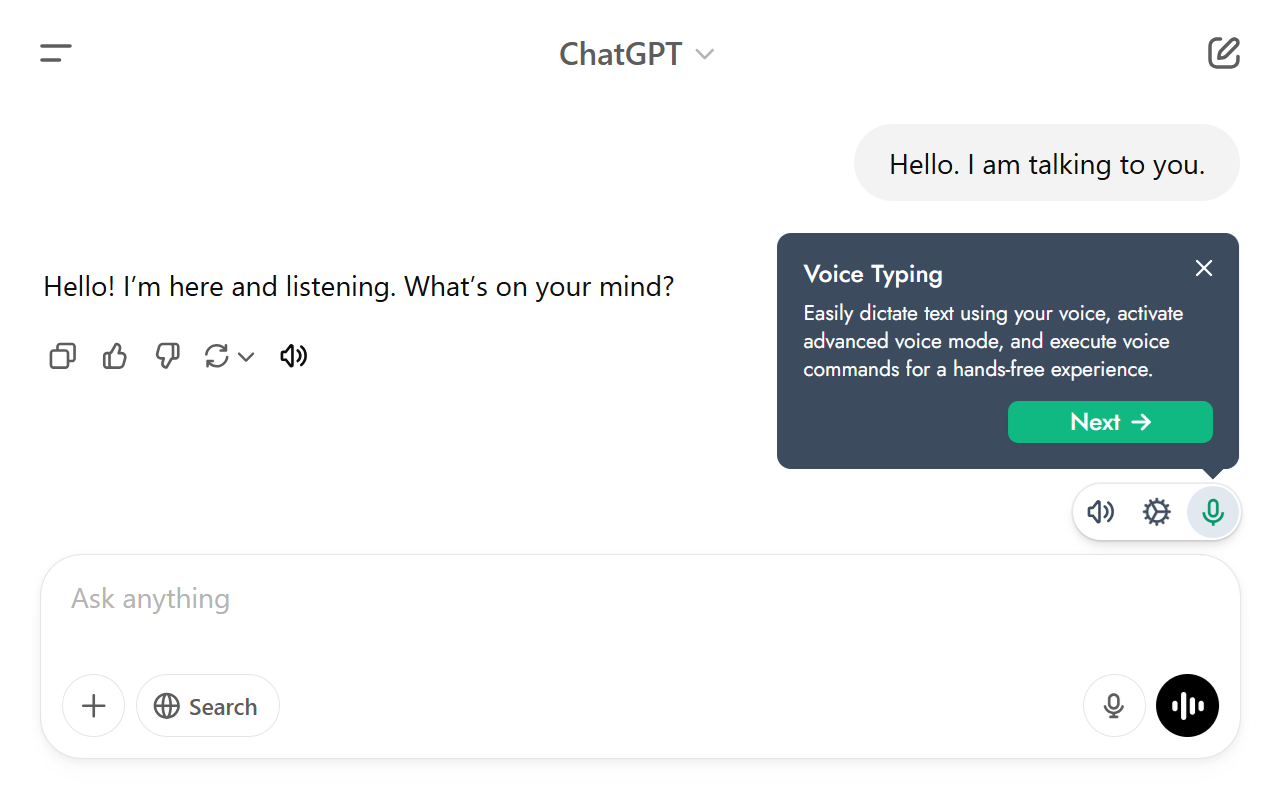VoiceWave: Voice mode for ChatGPT, DeepSeek, and other AI chatbots截图3