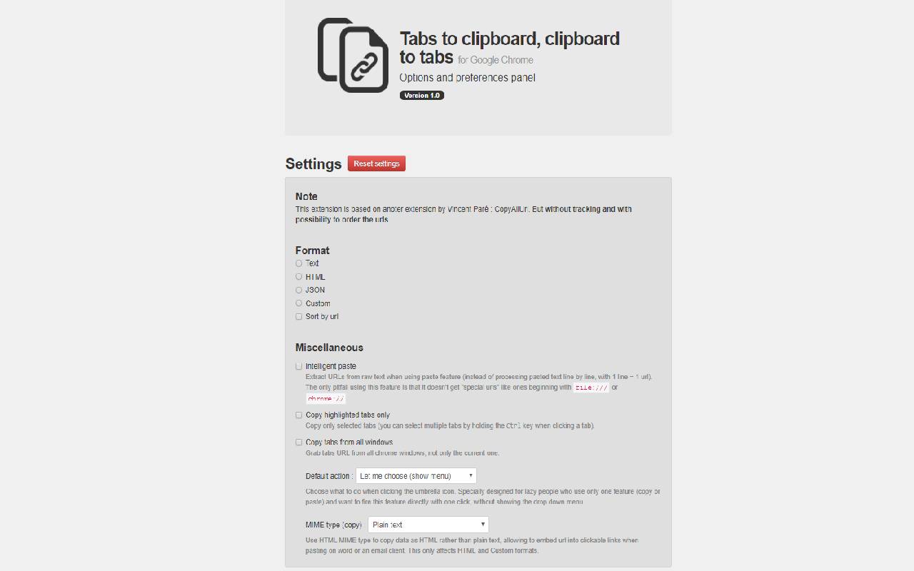 Tabs to clipboard, clipboard to tabs截图1