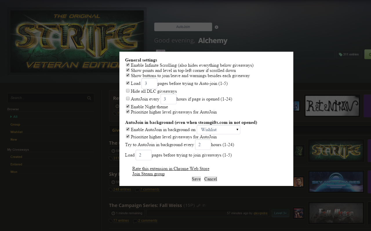 AutoJoin for SteamGifts截图3