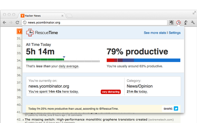 RescueTime for Chrome and Chrome OS截图2