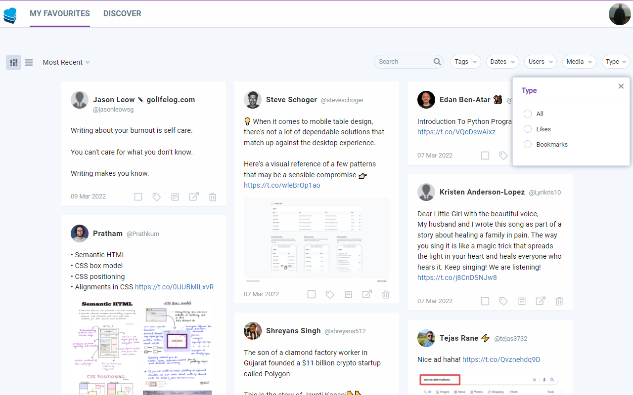 Favourites.io Search X/Twitter Likes and Bookmarks截图2
