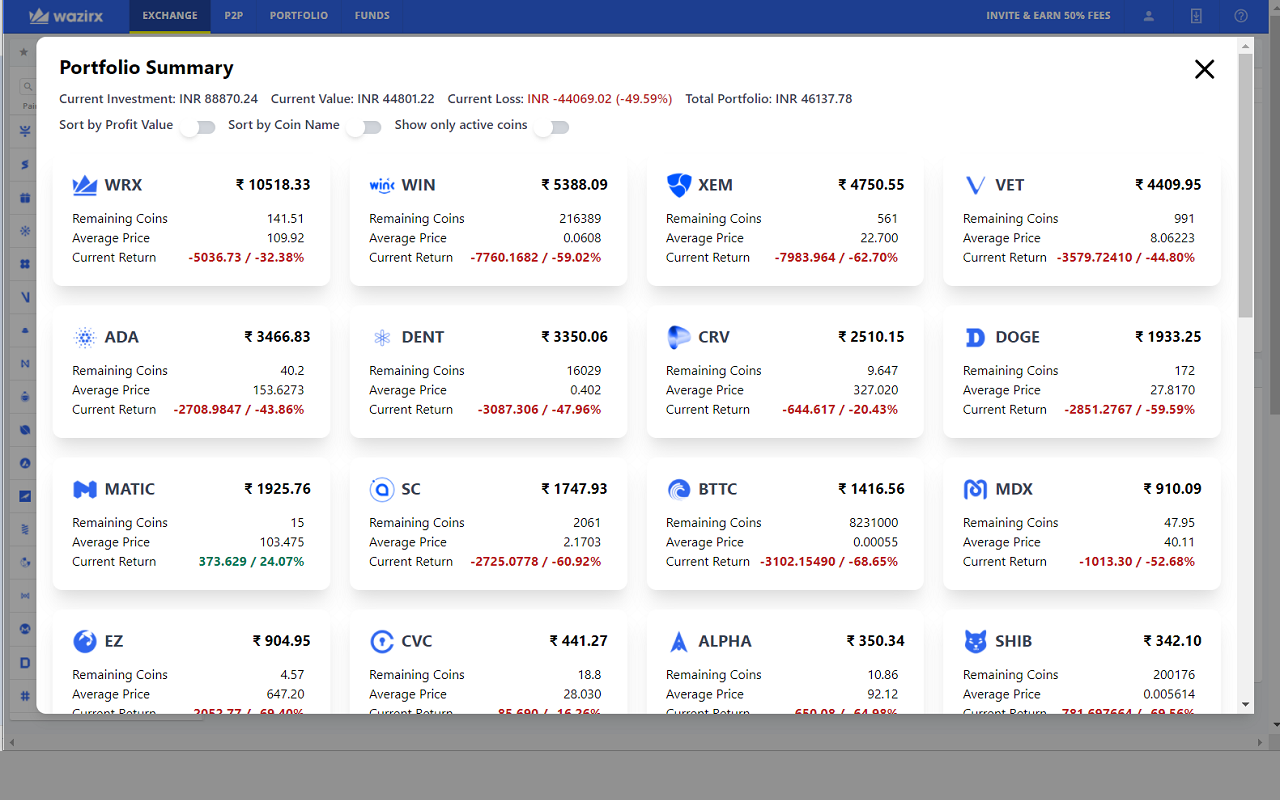 WazirX Porfolio Manager截图1