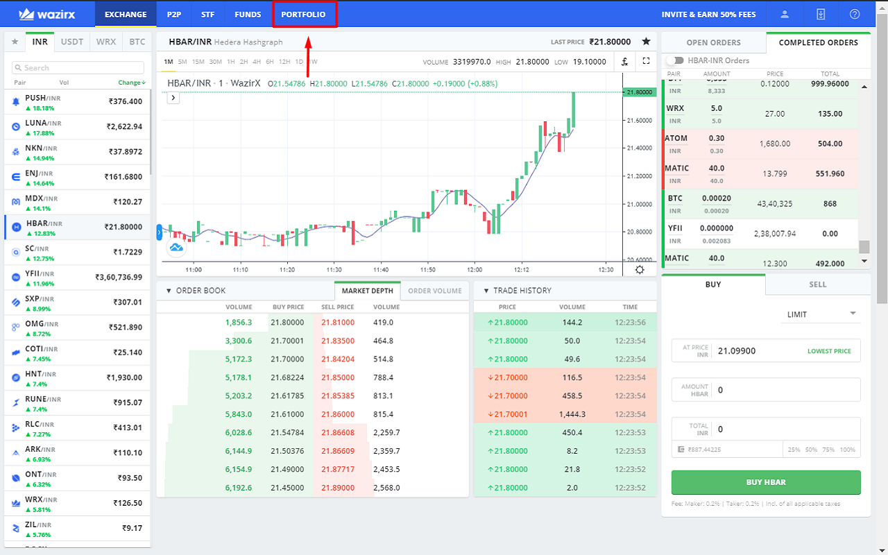 WazirX Porfolio Manager截图3