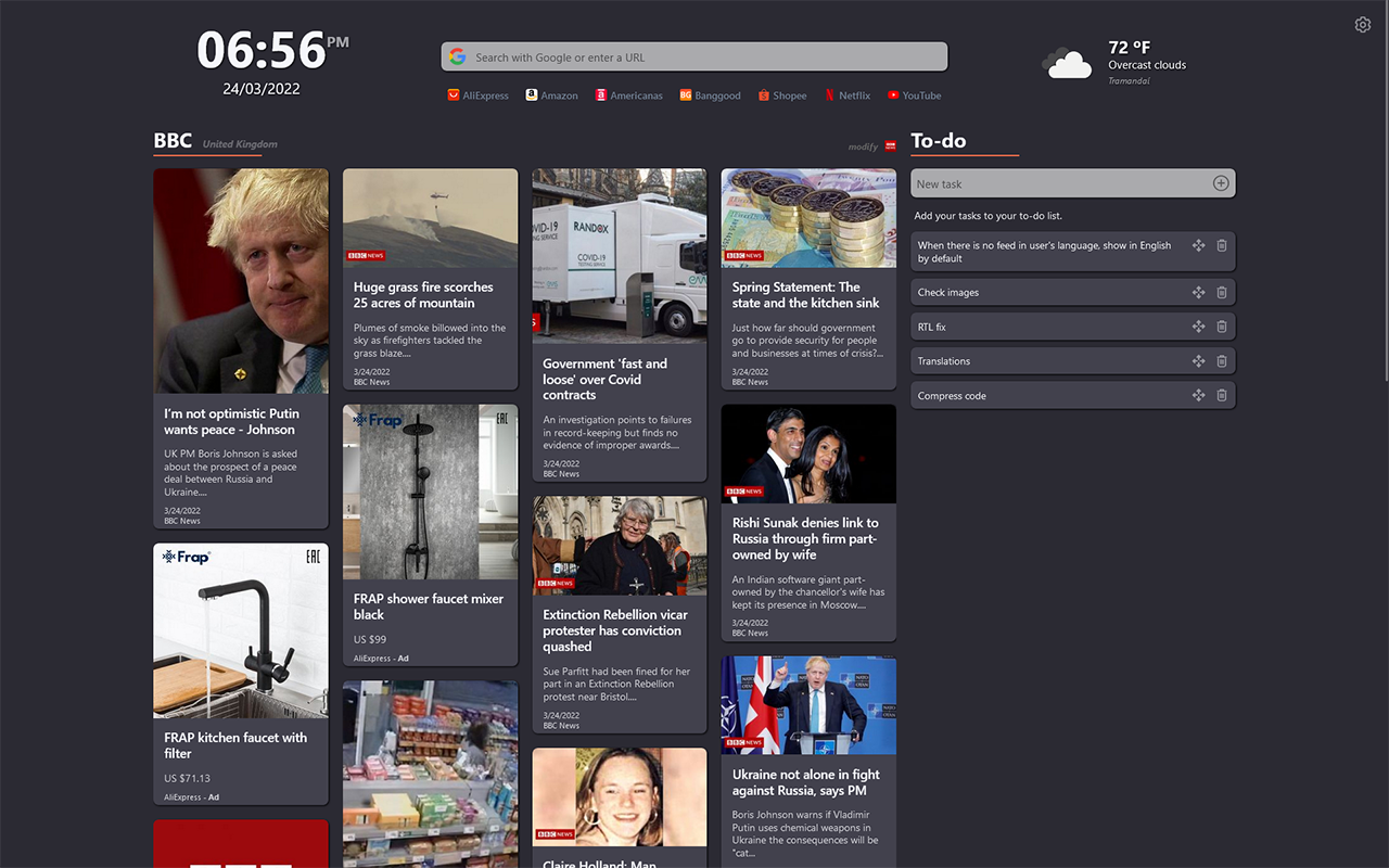 Better Tab: Speed Dial, News Feed & To-do截图1
