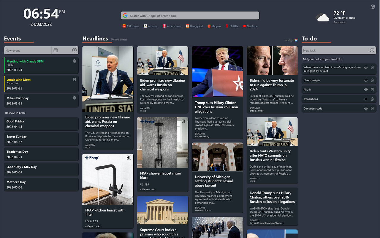 Better Tab: Speed Dial, News Feed & To-do截图3