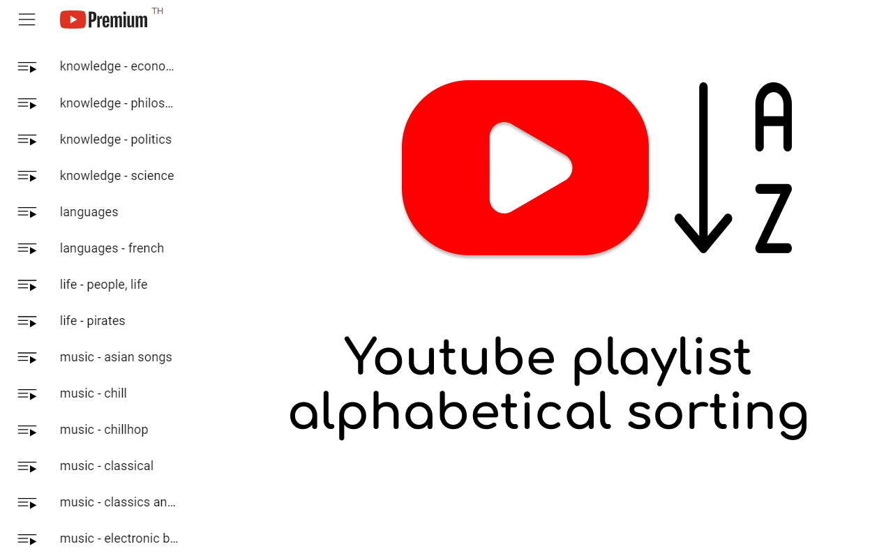 Youtube Playlist alphabetical A-Z sorting截图1
