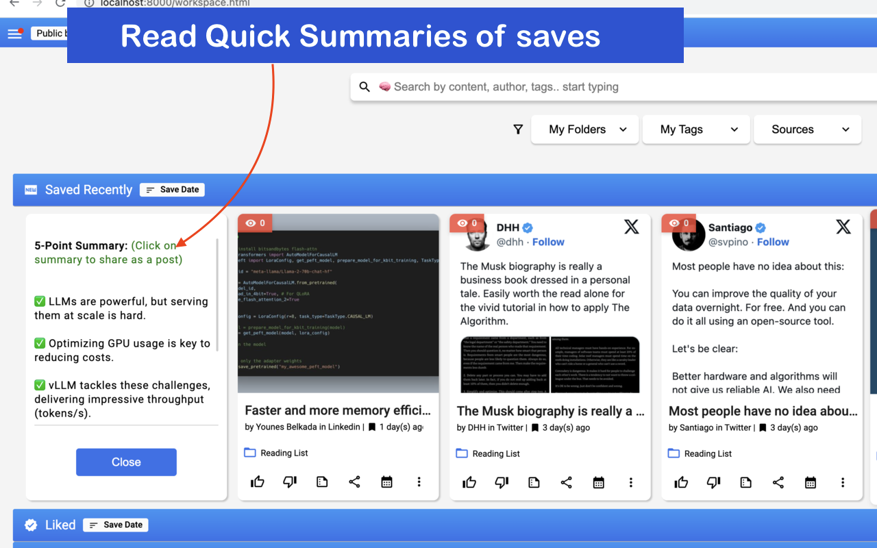 SaveLikeAPro - AI powered bookmarking截图5