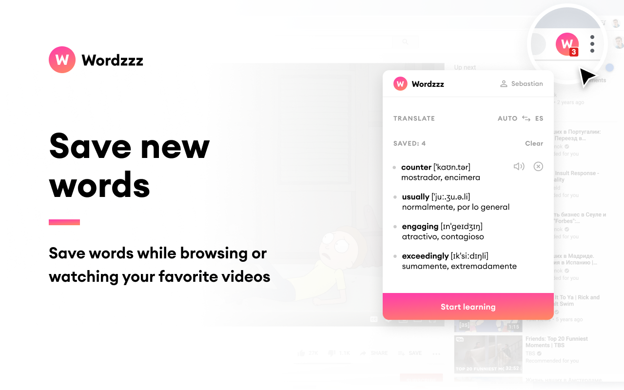 Wordzzz — Learn languages while surf & stream截图5