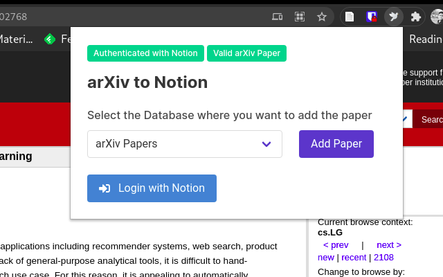 Arxiv To Notion截图2